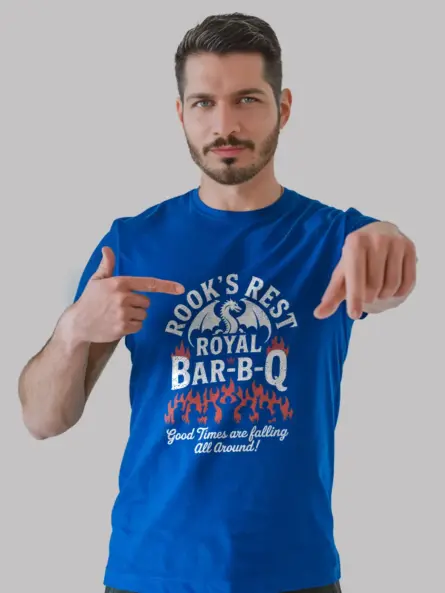 Royal Blue House of the Dragon BBQ T-Shirt funny fantasy bbq shirts