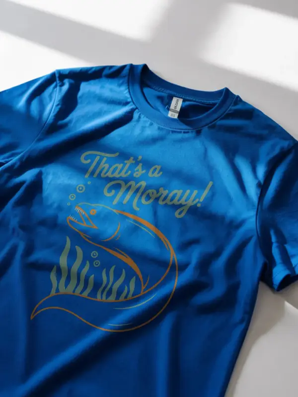 Royal Blue Moray Eel Pun T-Shirt lifestyle – marine biology humor apparel
