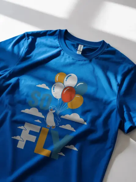 Royal Blue So Fly Penguin Graphic Tee back – streetwear animal lover