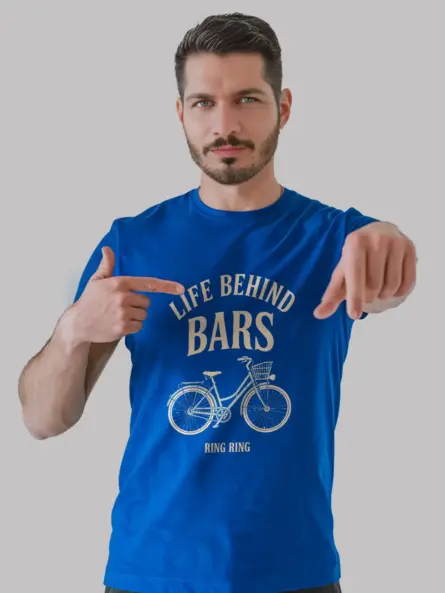 Royal blue vintage bicycle pun t-shirt minimalist bike shirt