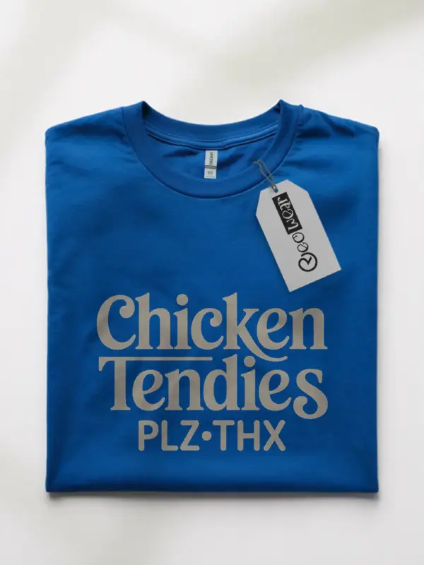 Royal Blue Chicken Tendies Meme T-Shirt viral internet t-shirt front view