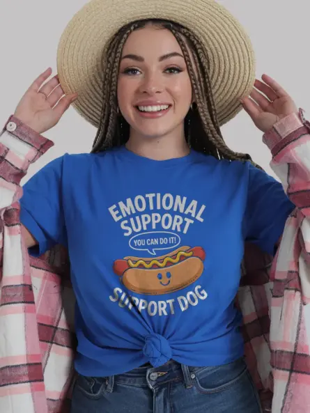 Royal Blue Emotional Support Dog Shirt Funny dog lover apparel side view