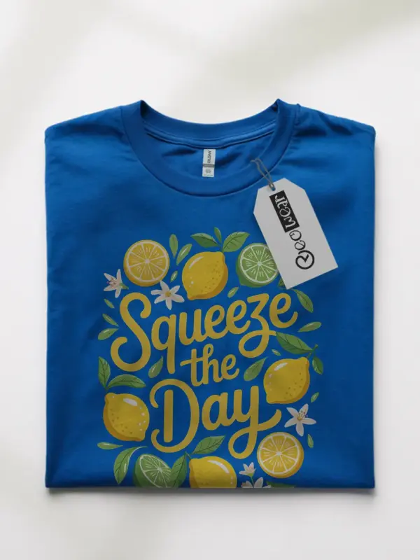 Royal Blue Squeeze The Day citrus summer graphic t-shirt