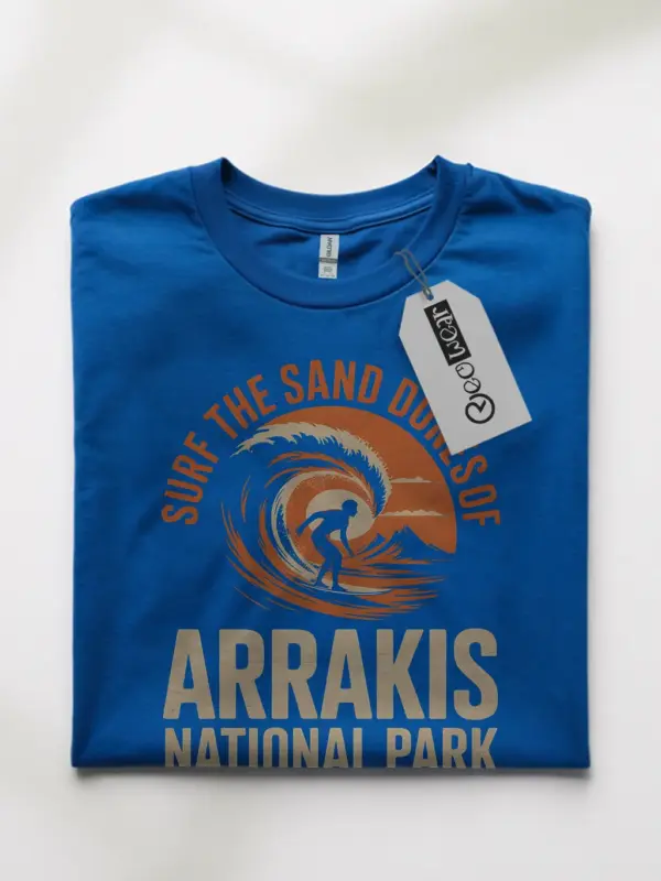 Royal Blue front view Surf the Sand vintage desert surf t-shirt
