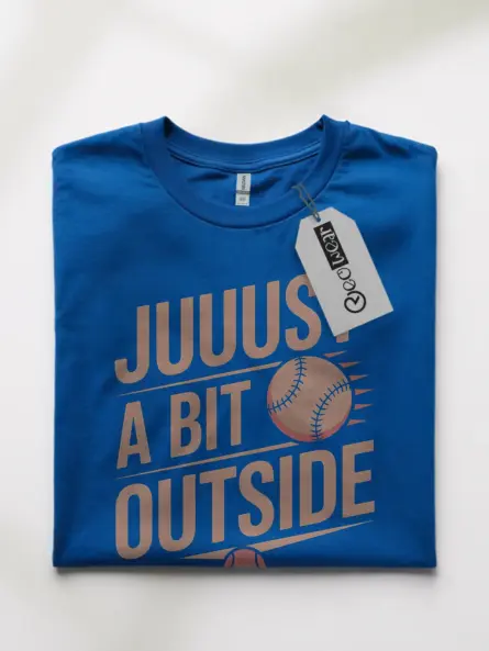 Royal Blue Front View Just A Bit Outside Baseball Shirt Vintage Style