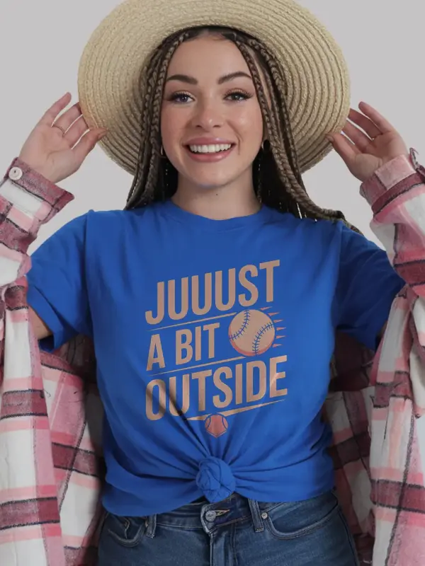 Royal Blue Just A Bit Outside Baseball Shirt Sports Fan Tee