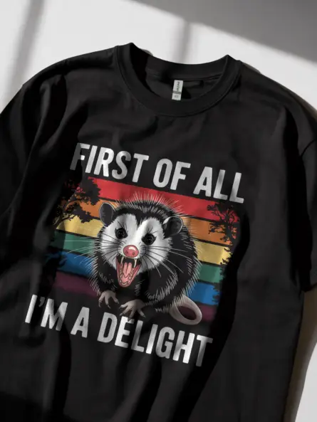 Sarcastic Opossum Shirt in Black – Funny Vintage Delight Tee