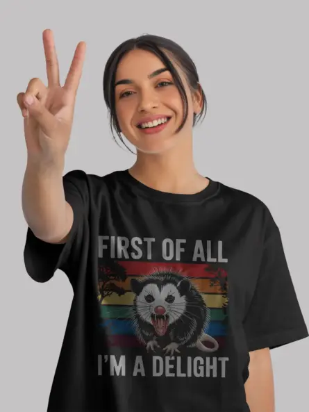 Sarcastic Opossum Shirt in Black – Funny Vintage Delight Tee