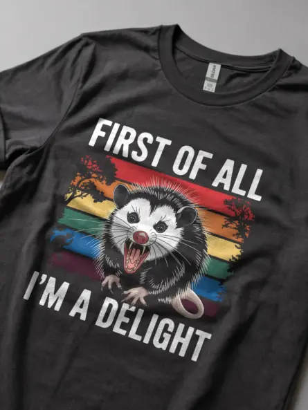 Dark Heather Sarcastic Opossum Shirt – Quirky Humor Tee