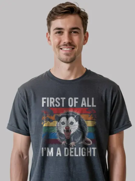 Dark Heather Sarcastic Opossum Shirt – Quirky Humor Tee