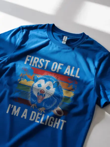 Royal Blue Sarcastic Opossum Shirt – Unique Vintage Tee