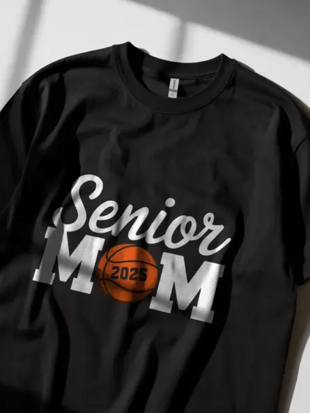 Senior mom shirt in black – class of 2025 basketball mom tee