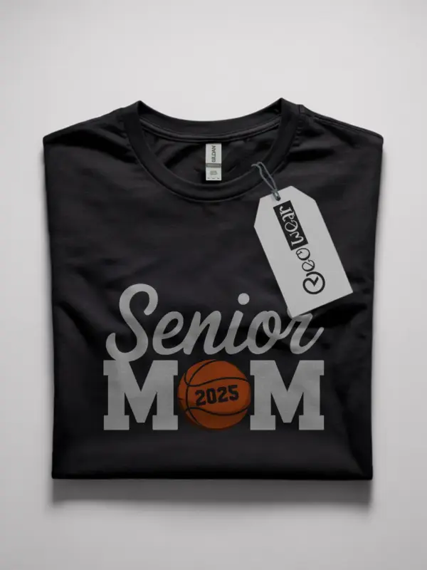 Senior mom shirt in black – class of 2025 basketball mom tee