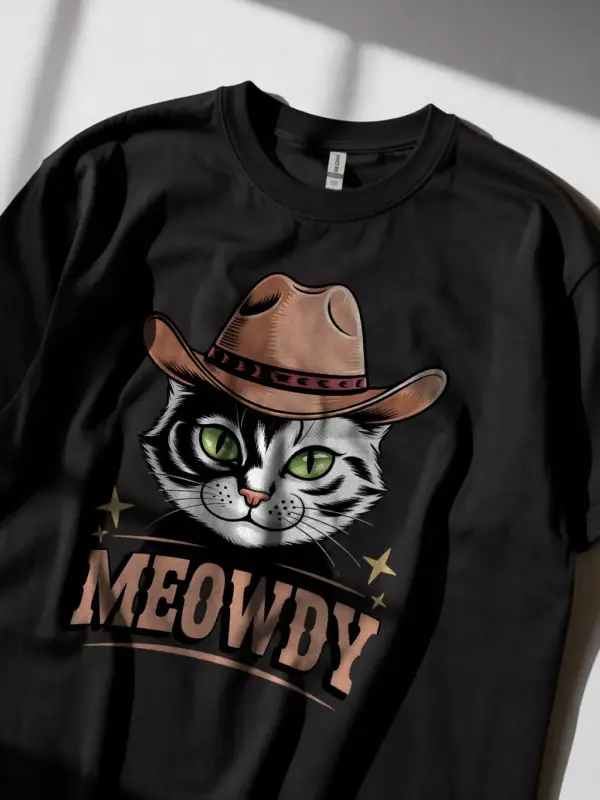 Serengeti cowboy cat shirt in black – trendy cowboy cat lover tee