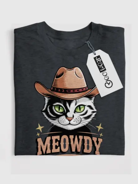 Dark heather serengeti cowboy cat shirt – cute western cat t-shirt