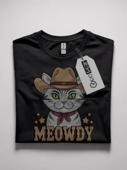 Dynamic serengeti white cat meowdy shirt – cowboy tee - image 10