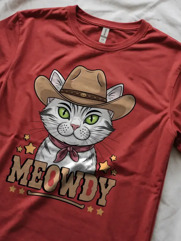 Red serengeti white cat meowdy shirt – western texas meme shirt