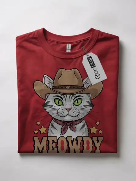 Red serengeti white cat meowdy shirt – western texas meme shirt