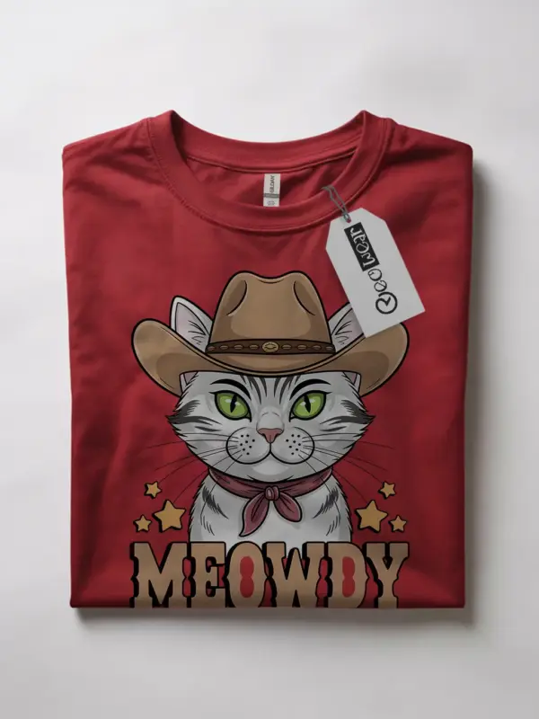 Red serengeti white cat meowdy shirt – western texas meme shirt