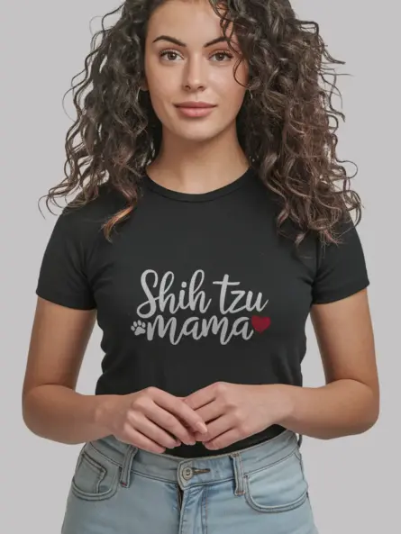 Shih tzu mama shirt in black – cute dog lover gift