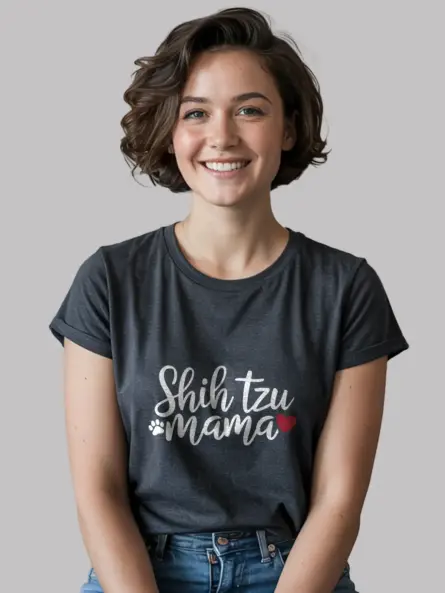 Dark heather shih tzu mama shirt – shih tzu owner shirt
