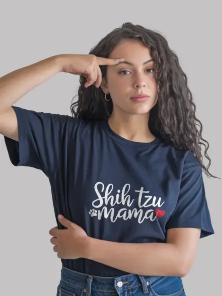 Navy shih tzu mama shirt – dog mom gift