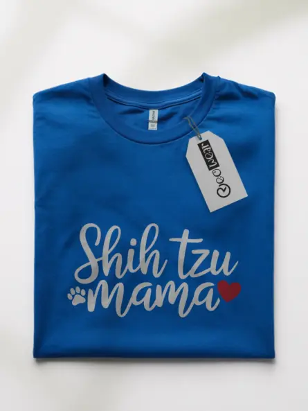 Royal blue shih tzu mama shirt – funny dog mama tee