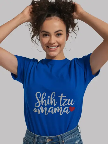 Royal blue shih tzu mama shirt – funny dog mama tee