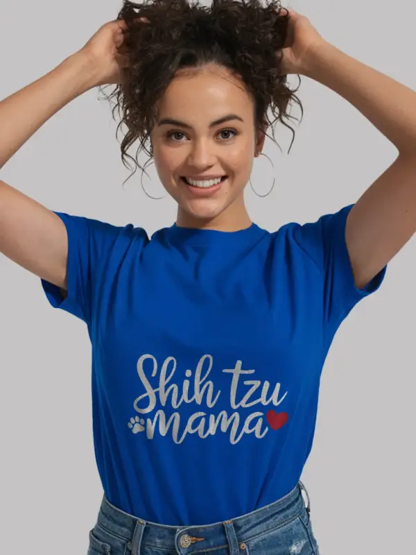 Royal blue shih tzu mama shirt – funny dog mama tee