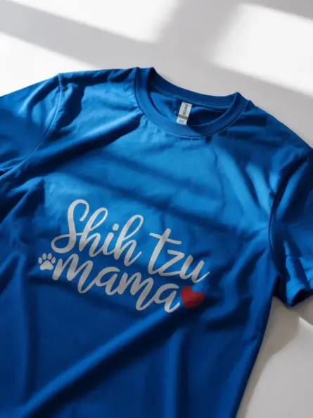 Royal blue shih tzu mama shirt – funny dog mama tee