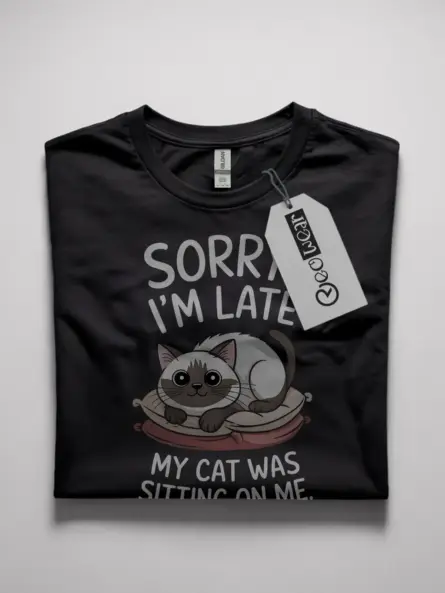 Siamese cat funny shirt in black – sorry i’m late tee