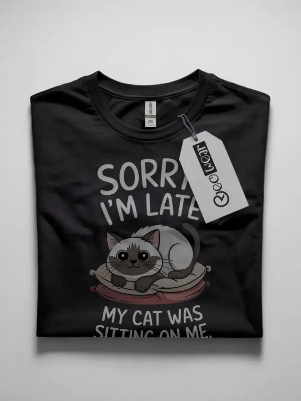 Siamese cat funny shirt in black – sorry i’m late tee