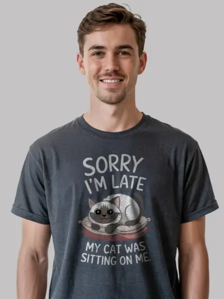 Dark heather siamese cat funny shirt – cute apology cat tee