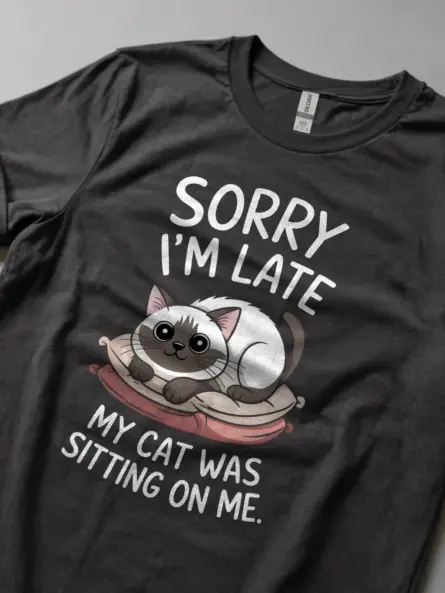 Dark heather siamese cat funny shirt – cute apology cat tee