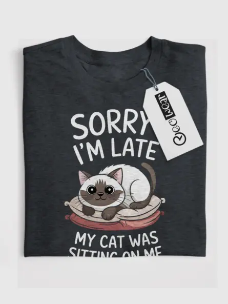 Dark heather siamese cat funny shirt – cute apology cat tee