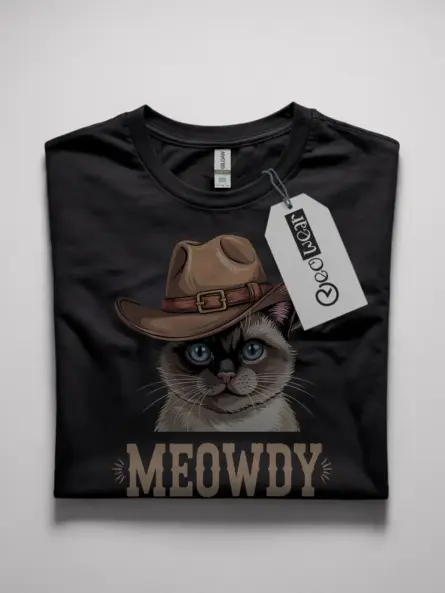 Siamese cat meowdy shirt in black – cowboy cat lover tee