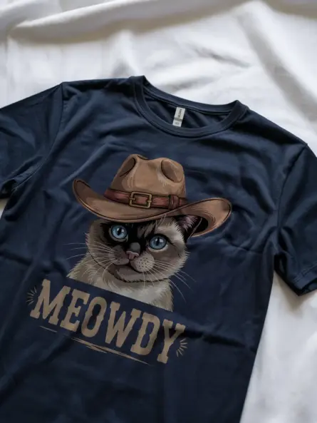 Navy siamese cat meowdy shirt – cute cowboy cat t-shirt