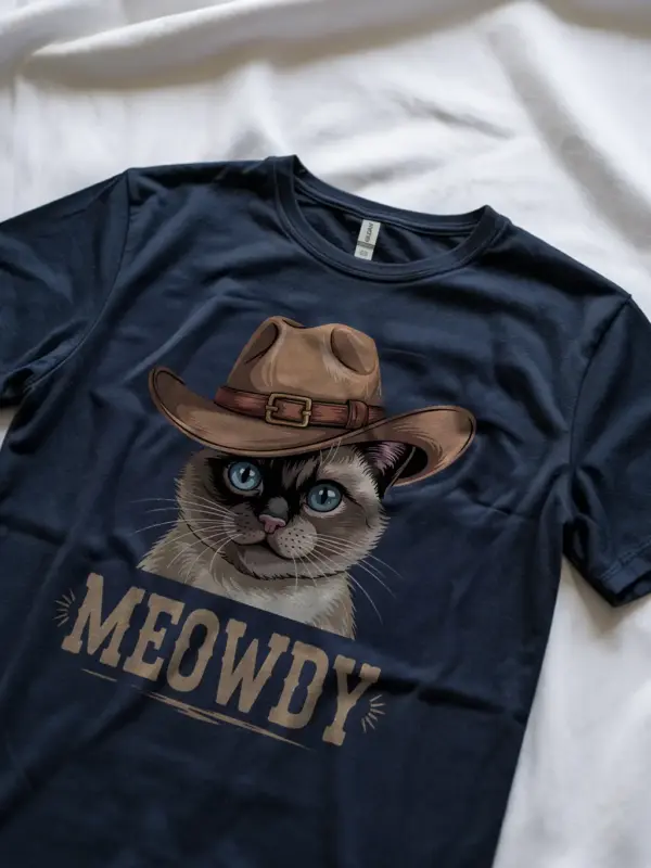 Navy siamese cat meowdy shirt – cute cowboy cat t-shirt