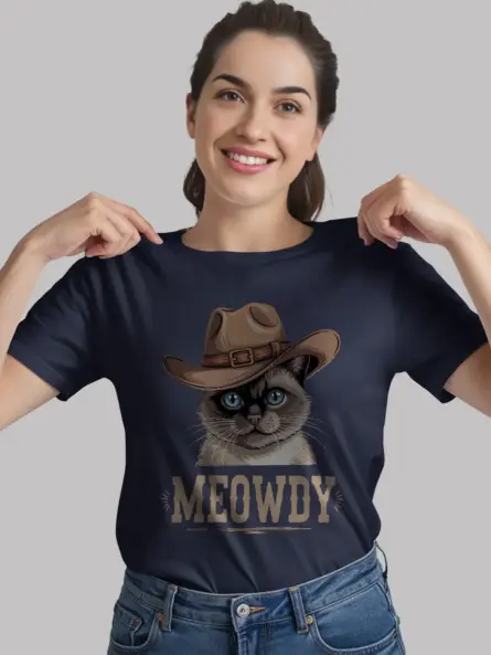 Navy siamese cat meowdy shirt – cute cowboy cat t-shirt