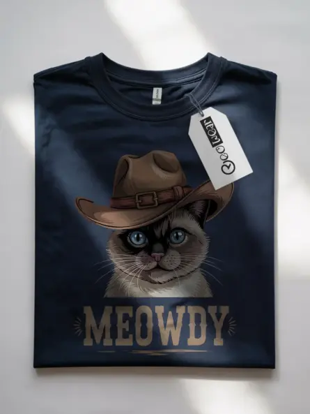 Navy siamese cat meowdy shirt – cute cowboy cat t-shirt