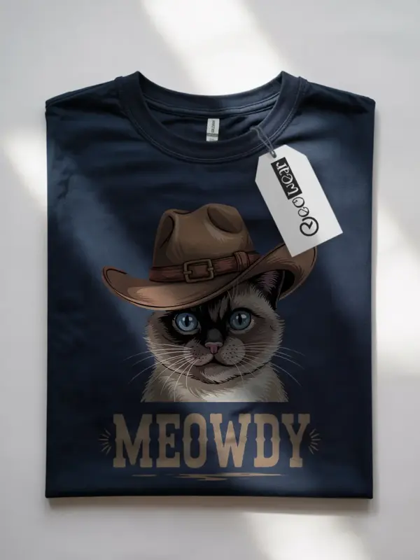 Navy siamese cat meowdy shirt – cute cowboy cat t-shirt