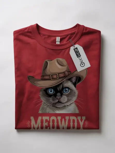 Red siamese cat meowdy shirt – western texas meme tee