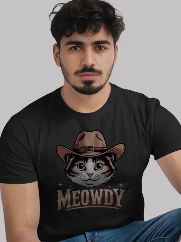 Snowshoe cat meowdy shirt in black – cowboy cat lover tee