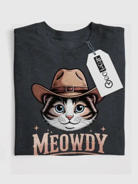Dark heather snowshoe cat meowdy shirt – cute cowboy cat t-shirt