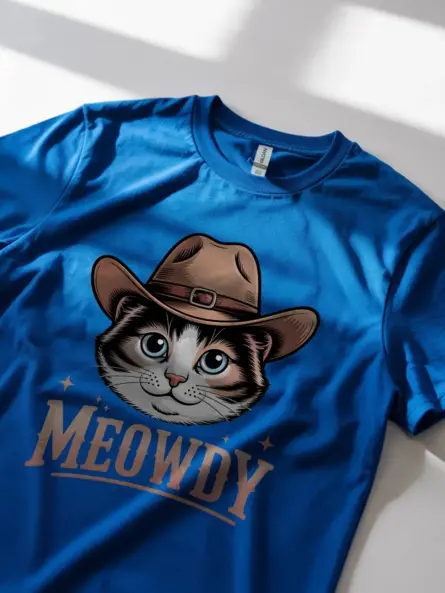 Royal Blue Snowshoe Cat Meowdy Shirt – Western Texas Meme Tee