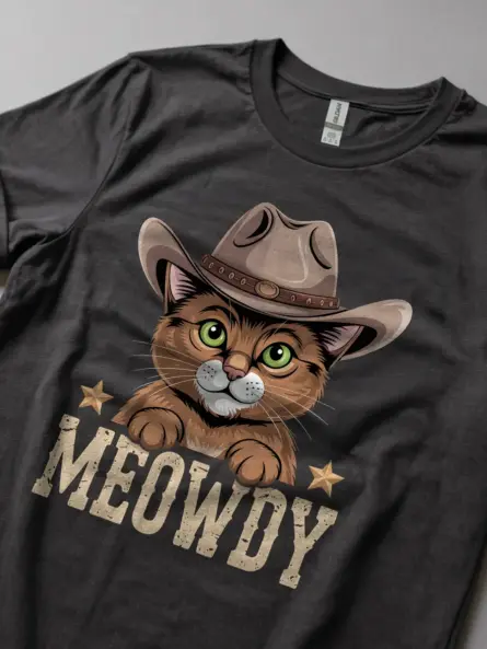 Dark heather somali cat meowdy shirt – cute cowboy cat t-shirt