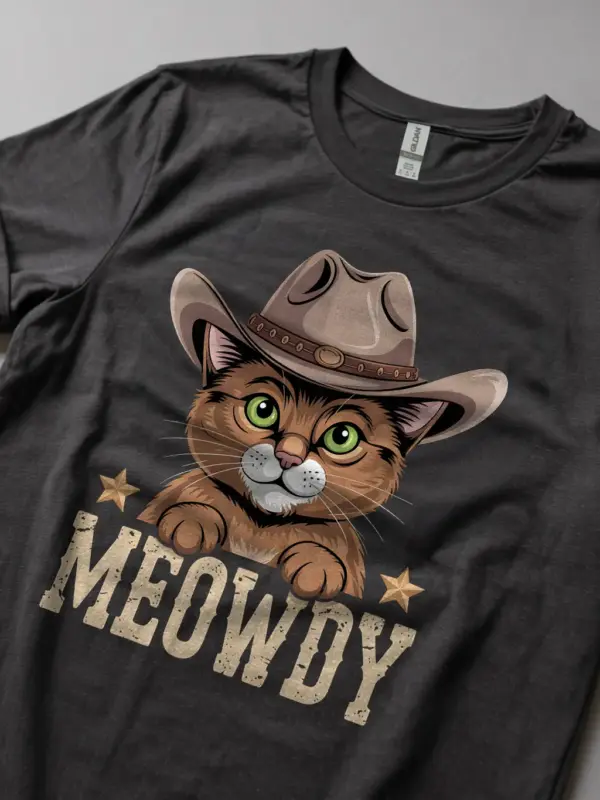 Dark heather somali cat meowdy shirt – cute cowboy cat t-shirt