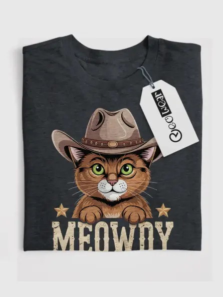 Dark heather somali cat meowdy shirt – cute cowboy cat t-shirt