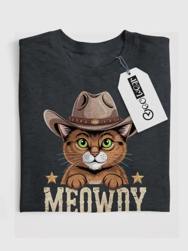 Dark heather somali cat meowdy shirt – cute cowboy cat t-shirt