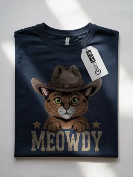 Navy somali cat meowdy shirt – pet cat mom dad tee